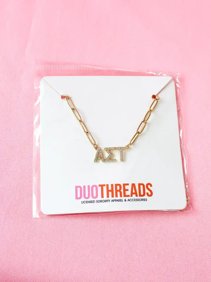 Alpha Sigma Tau Rhinestone Sorority Necklace