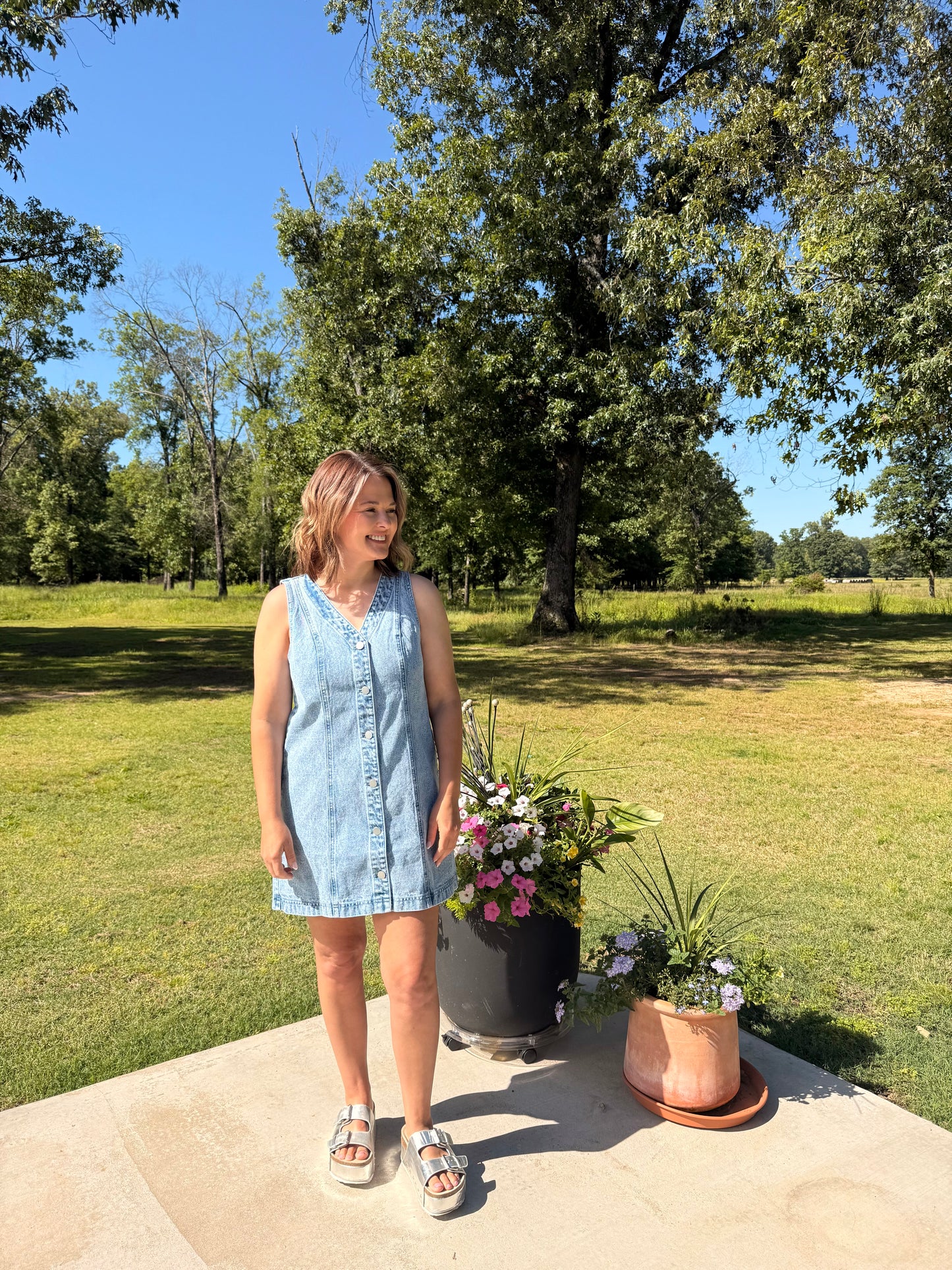 Denim button down dress