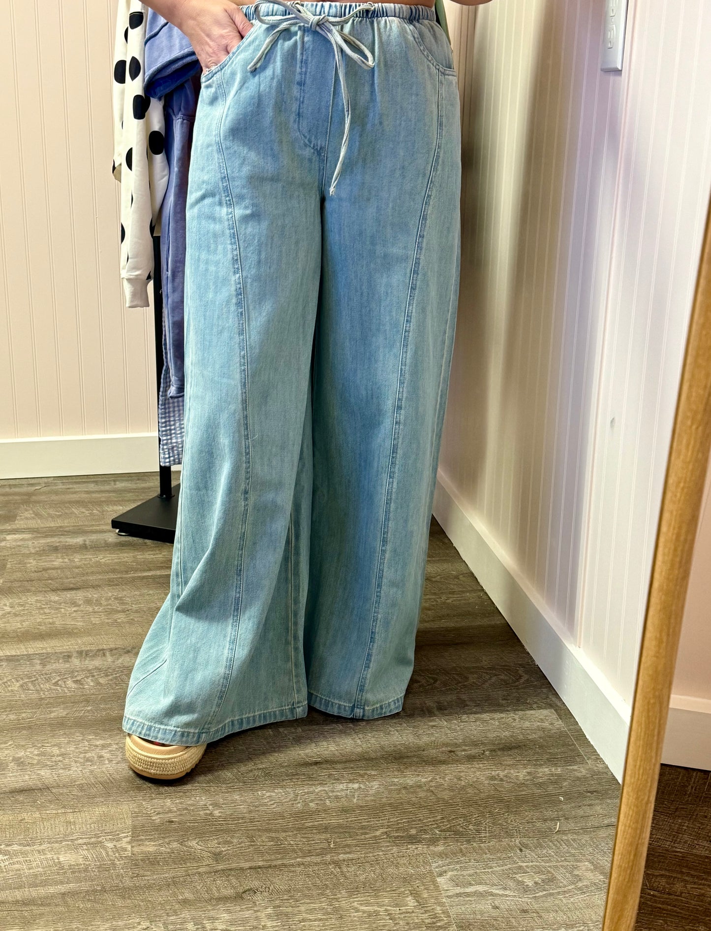 Wide leg denim pants