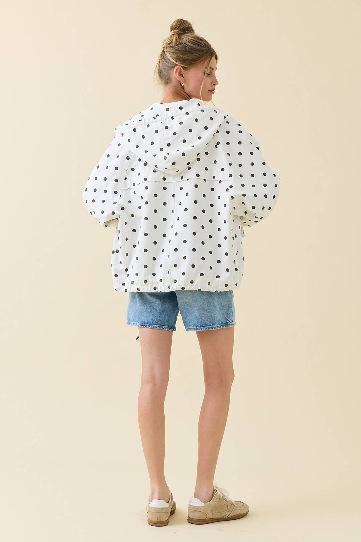 Polka Dot Hooded Utility Jacket - RJ1138