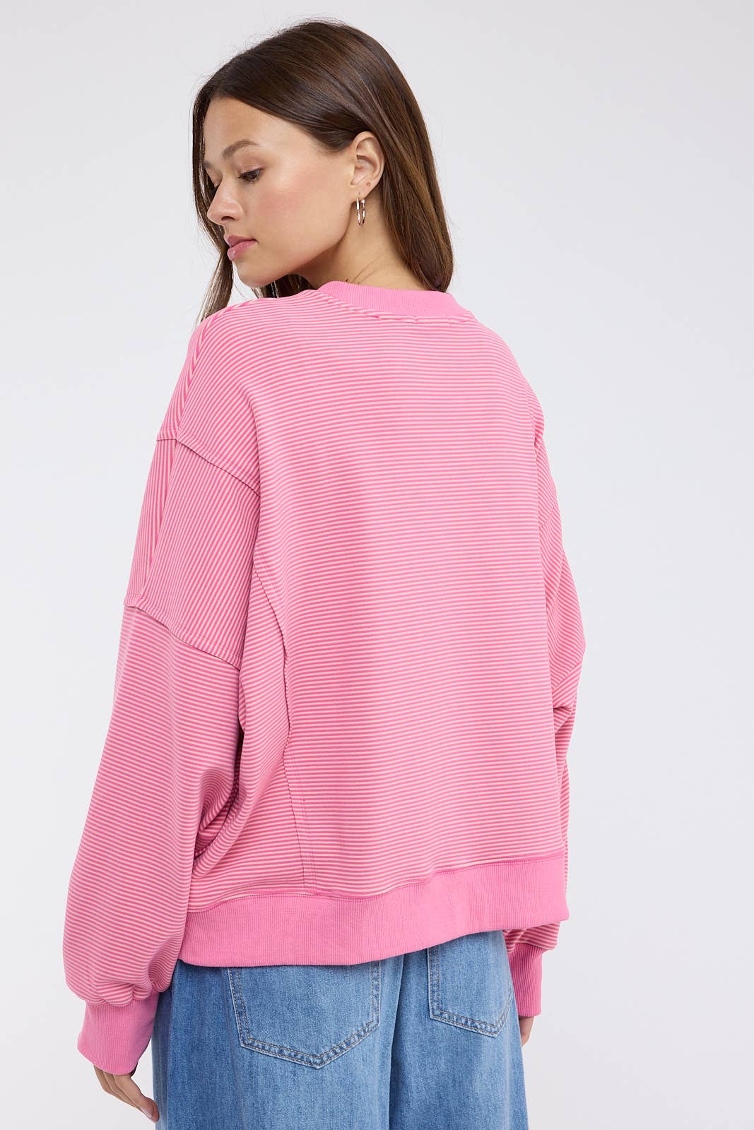 OVERSIZED STRIPED DROP SHOULDER SWEATSHIRT
