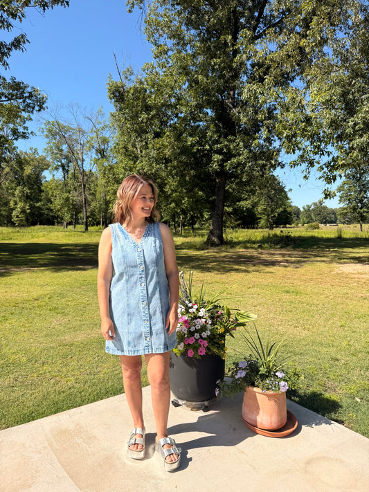 Denim button down dress