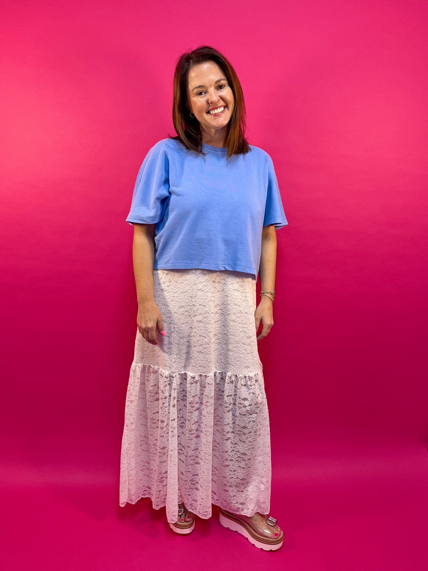 Boxy Crop Knit Top Coastal