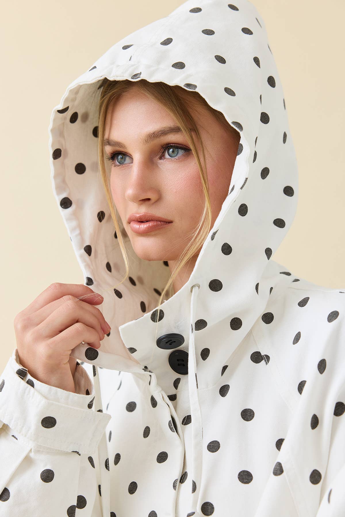 Polka Dot Hooded Utility Jacket - RJ1138